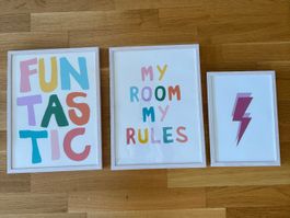 Farbige Bilder inkl. Rahmen für Kinderzimmer