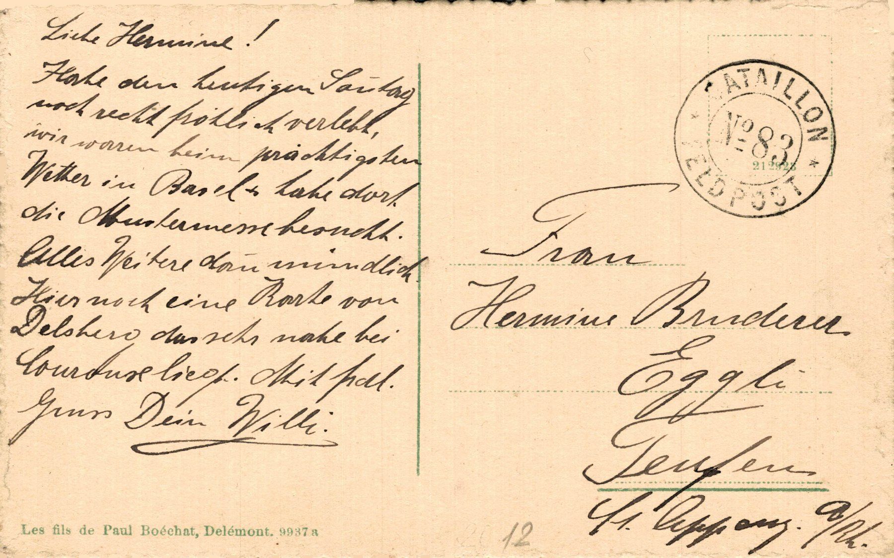Cartoline postali: Delémont – Usato da Bronschhofen venduto da Astore 1