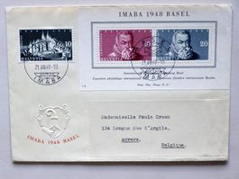 FDC - IMABA Block 1948 - SSt. BASEL 21.VIII.48 > BELGIEN