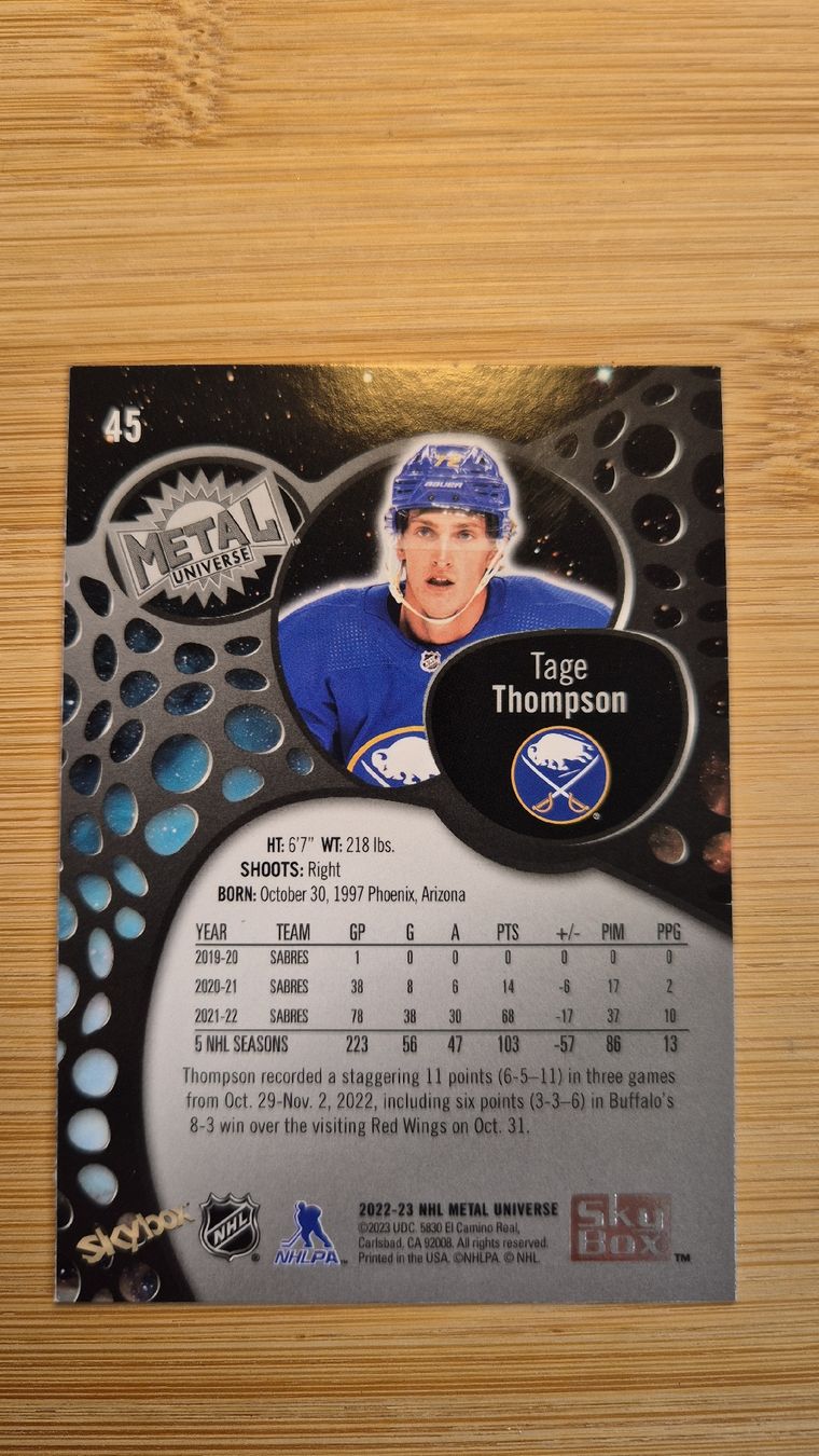 NHL Carte collezionabili: NHL Buffalo Sabres Tage Thompson – Usato da Bellach venduto da paedu-1980 1
