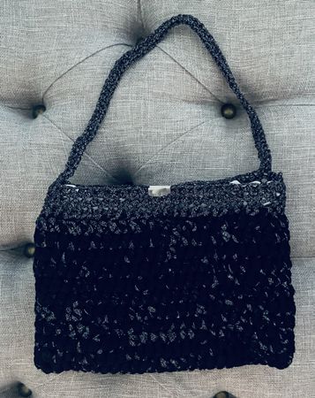 Handtasche schwarz glitzern 20cm Breite guter Zustand
