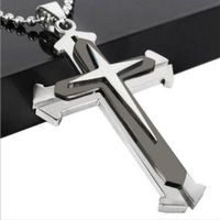 Halskette mit Kreuz in Schwarz und Silber