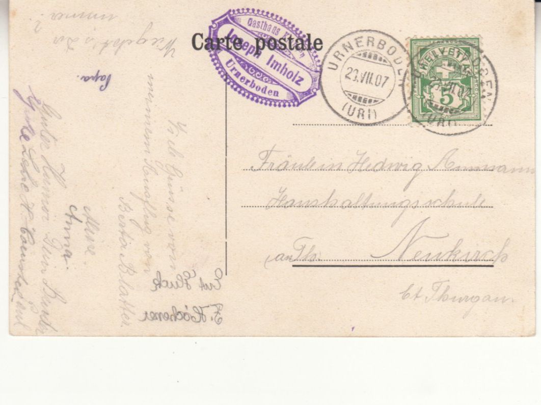 Cartoline postali: Aesch Stäubifall 1907 mit ST Urnerboden – Usato da Bürglen TG venduto da StampGraf 1