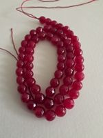 Chalcedon rot facettiert 6mm. Strang