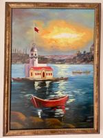 Ölgemälde  der Mädchenturm im Bosporus