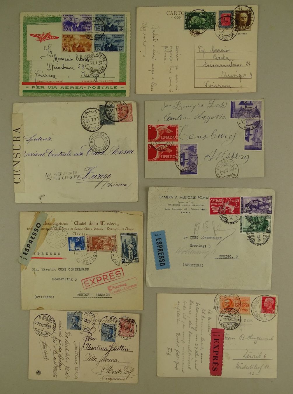 Alle Briefmarken: ITALIEN, 37 ÄLTERE BRIEFE/KARTEN – Gebraucht aus Grüningen von Kartensammler