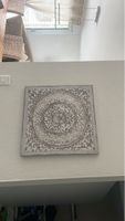 Dekoratives Wandbild, Mandala Design, Grau-Weiss, Neuwertig