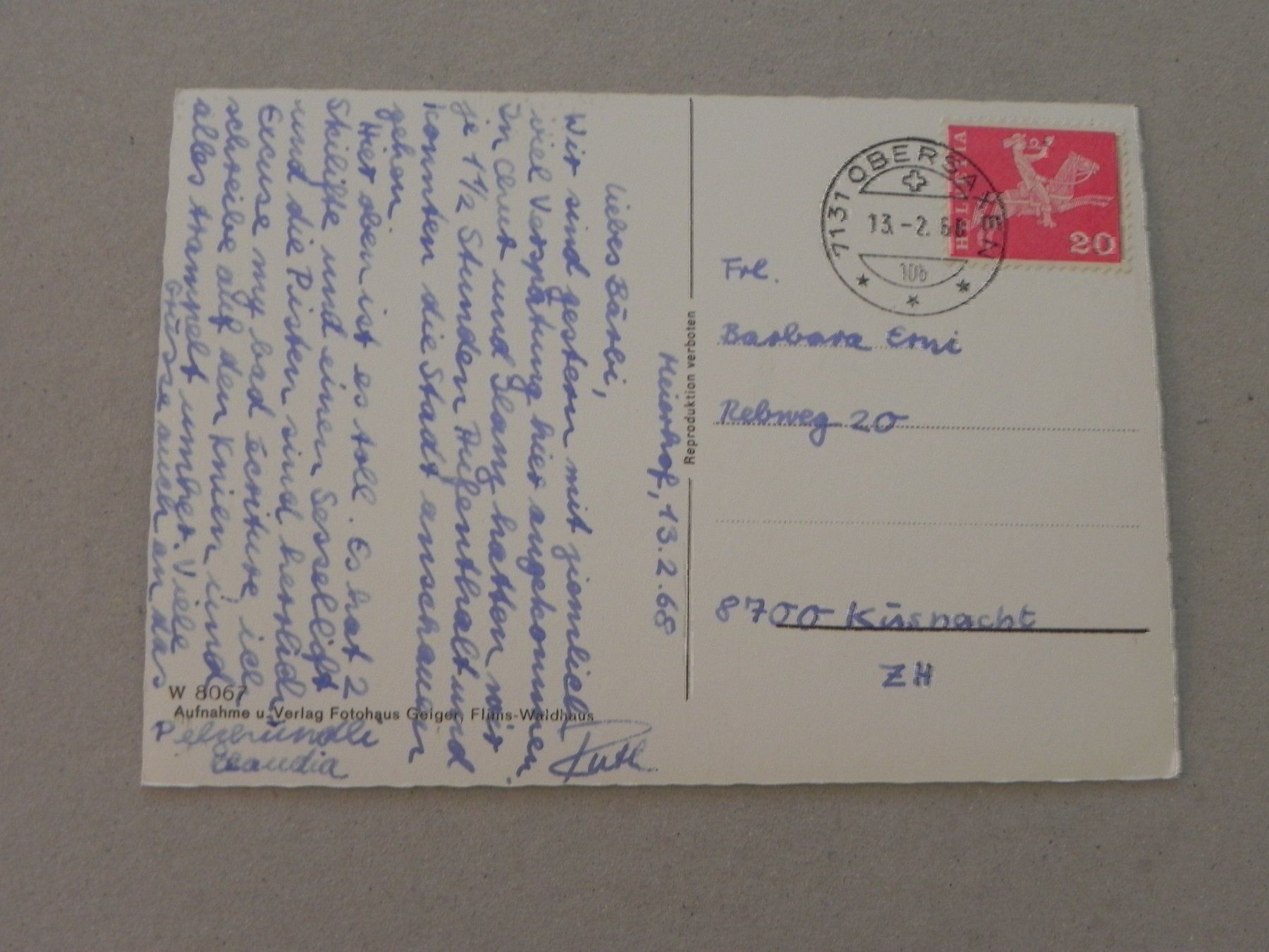 Ansichtskarten: Ansichtskarte Obersaxen Meierhof GR 1968 – Gebraucht aus Siebnen von krimsie 1