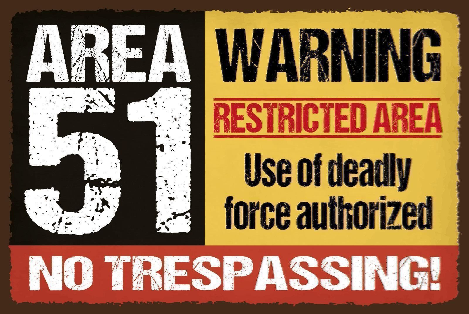 Insegne: Blechschild-AREA 51 NO TRESPASSING – Nuovo e nell'imballaggio originale da Rupperswil venduto da big-one-sale