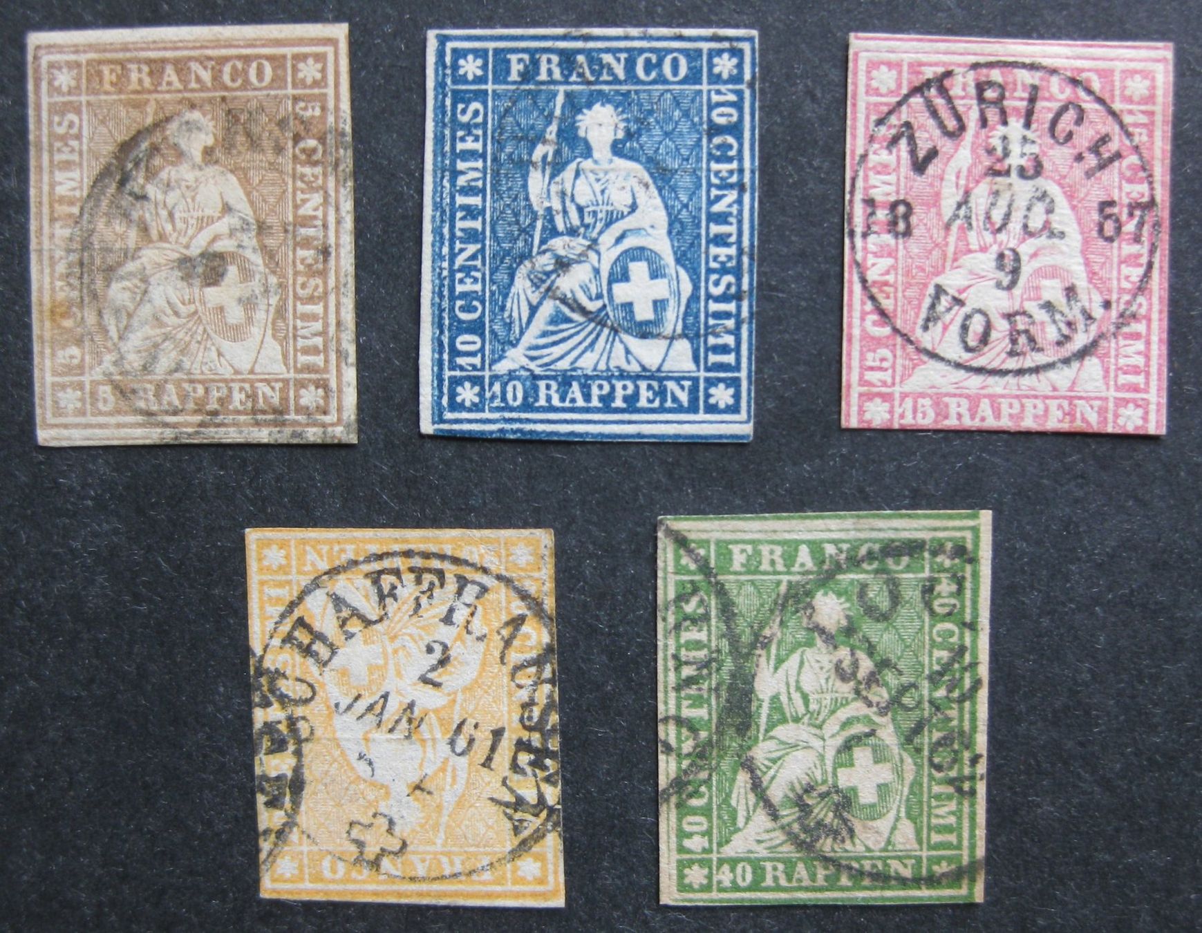 Alle Briefmarken: Strubel 1854 gestempelt – Gebraucht aus Frauenfeld von Interessent1