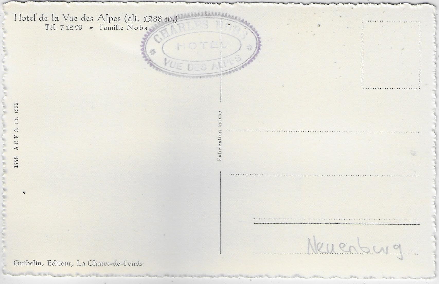 Cartoline postali: Hotel de la Vue des Alpes – Usato da Ettingen venduto da Kartenplanet 1