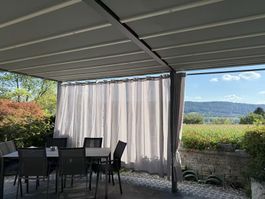 Außenvorhänge für Terrasse, mit Bohrfreie ausziehbare Stange