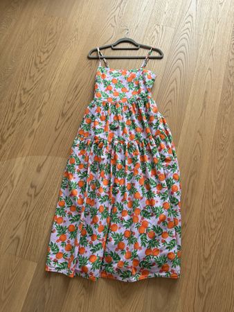 J.Crew Maxikleid lila Orangen-Print Baumwolle, S/M