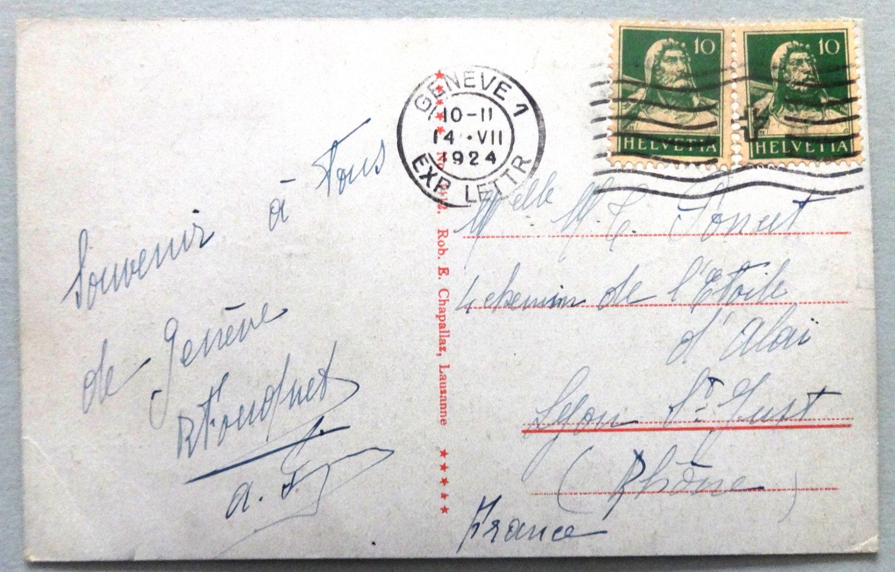 Cartoline postali: Genève, Le Pont du Mont-Blanc – Usato da Fétigny venduto da Billy2miny 1