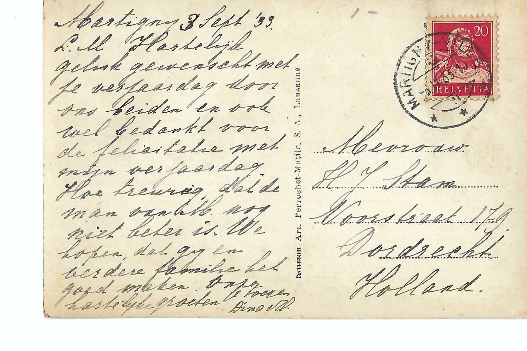 Ansichtskarten: Martigny, Tour de la Batiaz 1933 – Gebraucht aus Thun von 44wart 1