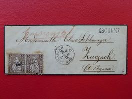 1866: Trauerbriefchen von ESCHENZ SCHAFFHAUSEN, mit Nr.30 2x