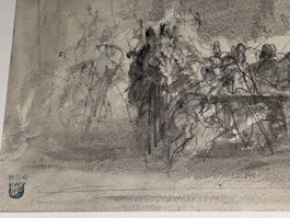 DIE TAFELRUNDE  Virtuose Zeichnung Josef Petzl (1803-1871)