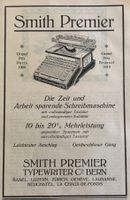 Vintage Reklame, Smith Premier Schreibmaschine, Bern, 1920