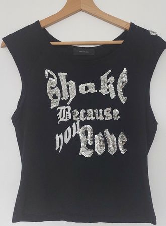 Schwarzes Top Vero Moda Grösse S Pailletten Glitzer