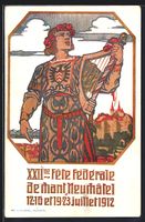 Neuchatel, Sängerfest 1912, Mann mit Ha
