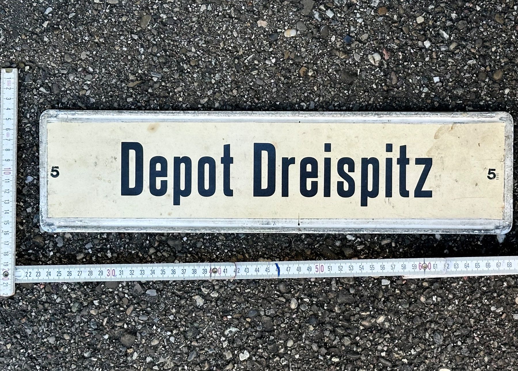 SBB/CFF/FFS Insegne: Altes Schild Depot Dreispitz, Basel Tram Bus, BLT BVB – Usato da Seltisberg venduto da quadartswiss 1