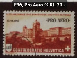 MA505) F36, Flugpostmarken Pro Aero Eckstempel  Kt. 20.-