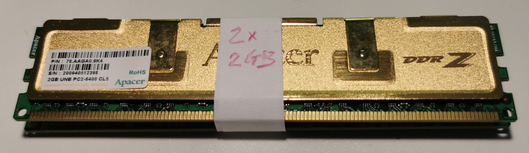 Memoria / RAM: Apacer DDR2 RAM 2x2GB PC2-6400 CL5 – Usato da Bremgarten b. Bern venduto da Vittorio0 1
