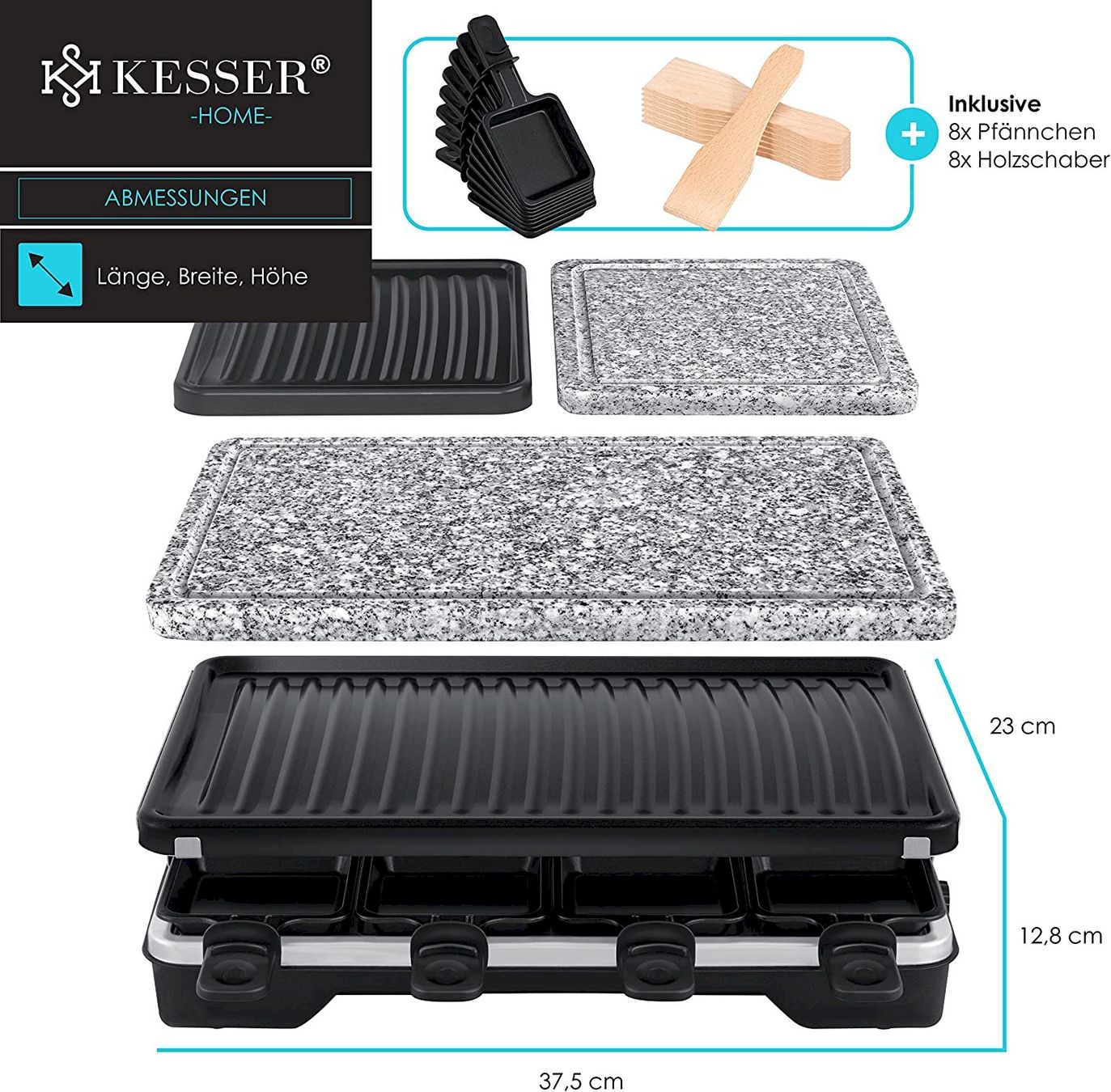 Küchengeräte: KESSER Raclette Tischgrill Schwarz – Neu und originalverpackt aus Bottighofen von zaap 3