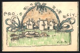 Handgemalt sign. Carl O. Arends: Bayeris