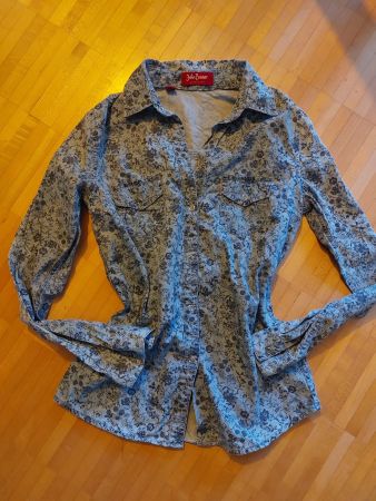 Denim Bluse mit Blumen