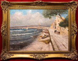 Fausto Giusto (1867-1941) Ölgemälde Küste signiert