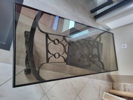 Table basse verre et métal style baroque bon état