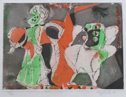Bild: Max Hegetschweiler (1902-1995) Farblitho grün-orange