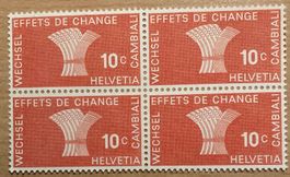 Timbres federaux - Wechsel, Cambial, Fiskalmarke Viererblock