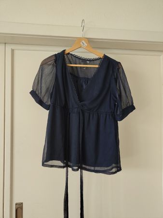 Damenbluse dunkelblau Grösse S Chiffon guter Zustand