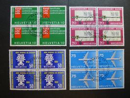 1960 Nr. 351 + 353 im 4er Block mit ET-Stempel