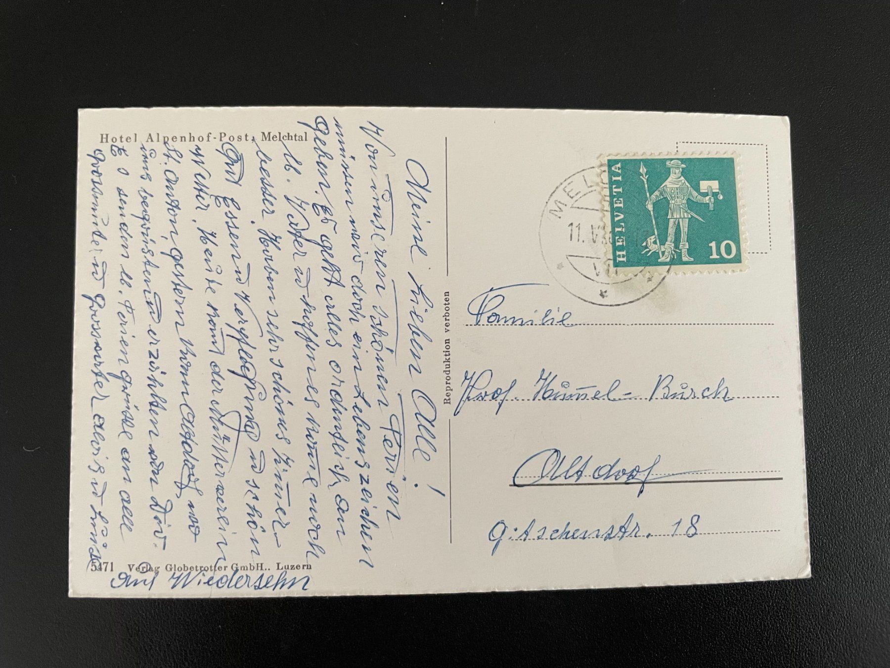 Ansichtskarten: AK OW Hotel Alpenhof Post Melchtal – Gebraucht aus Thal von Danny82 1