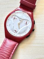Swatch Chronograph Rot Weiss Lederband AG 2001 
