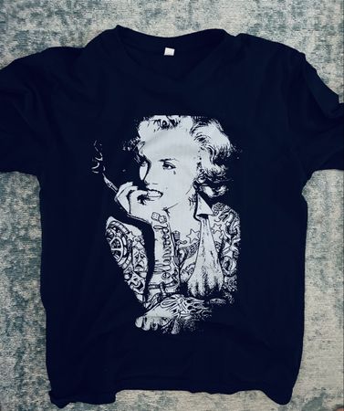 T-Shirt Marilyn Monroe Tattoo Print Schwarz Grösse L