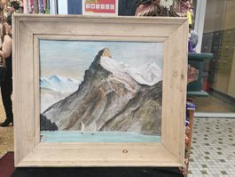 PAYSAGE DE MONTAGNE HUILE SUR PANNEAU