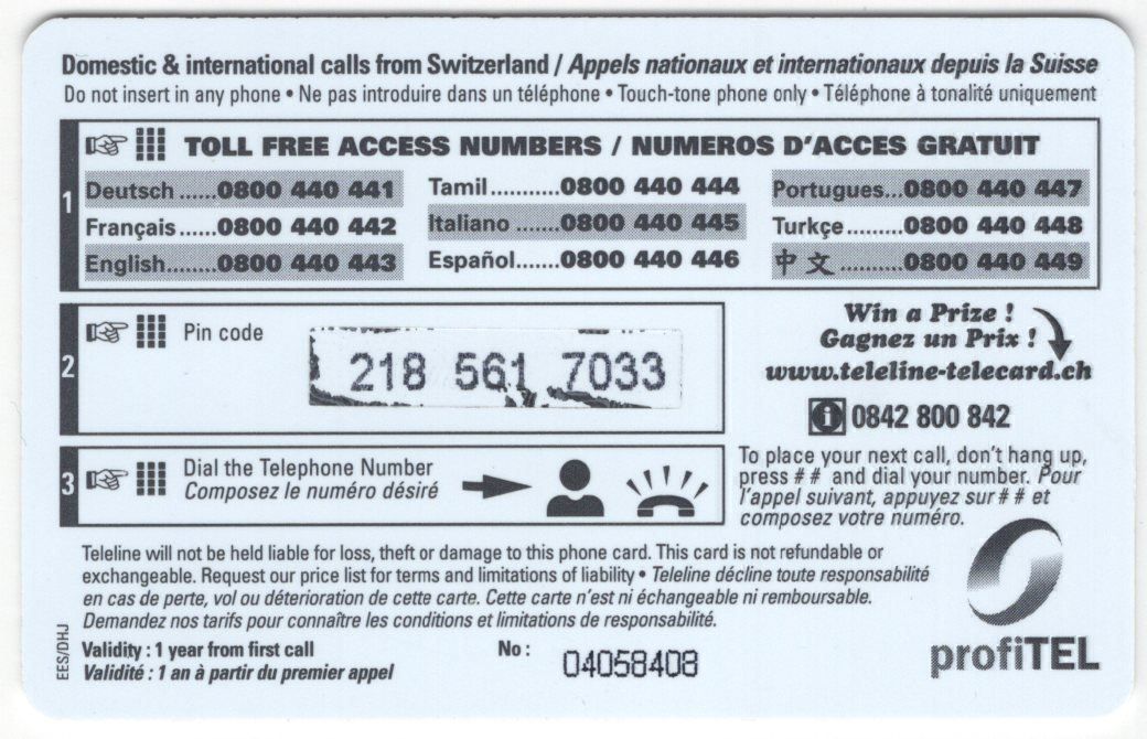 Telefon- & Taxkarten: seltene TELELINE Prepaid - Hahn - 2. Auflage – Gebraucht aus Eglisau von Chperfins 1