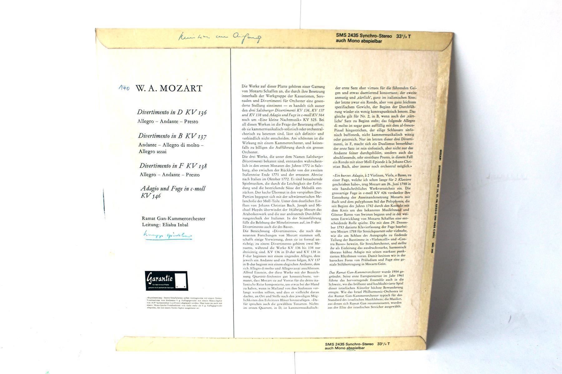Cibi & Specialità: MOZART: Salzburger Divertimenti – Usato da Bern venduto da kultiges 4