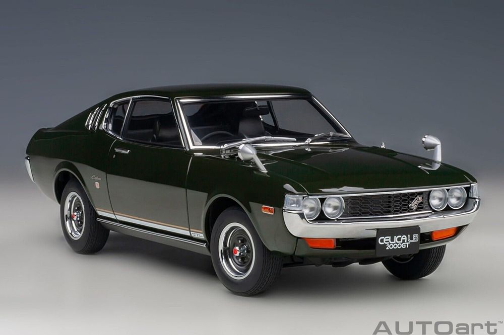 1973 Toyota Celica Liftback 2000GT (RA25) RHD (Right Hand Drive) Moss Green 1/18 Model Car by Autoart