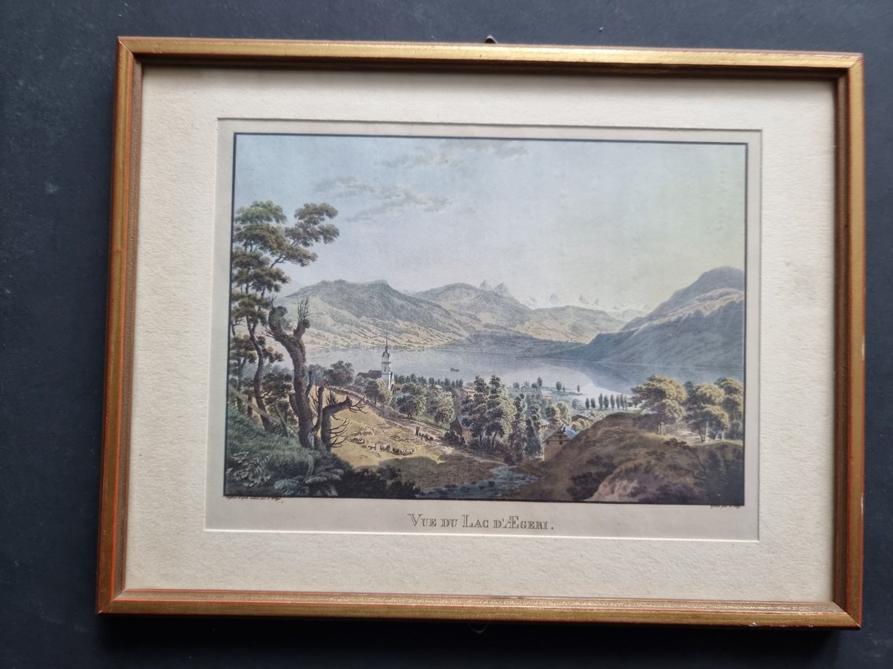 Incisioni: AEGERISEE  MIT RAHMEN STICH 25X19CM – Usato da Gersau venduto da grafik-kunst 3