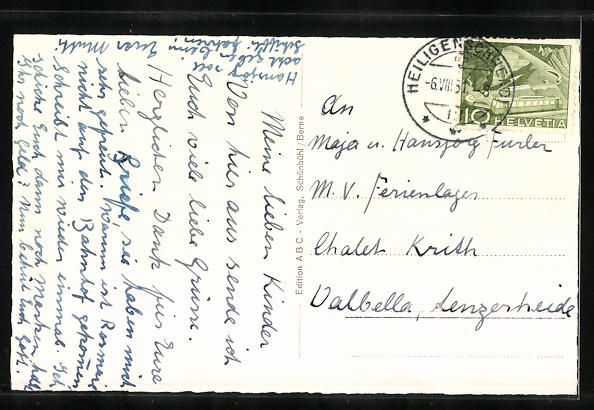 Cartoline postali: Schwendi ob Thun, Ortsansicht mit Waldla – Usato da Berlin venduto da bartko-reher 1