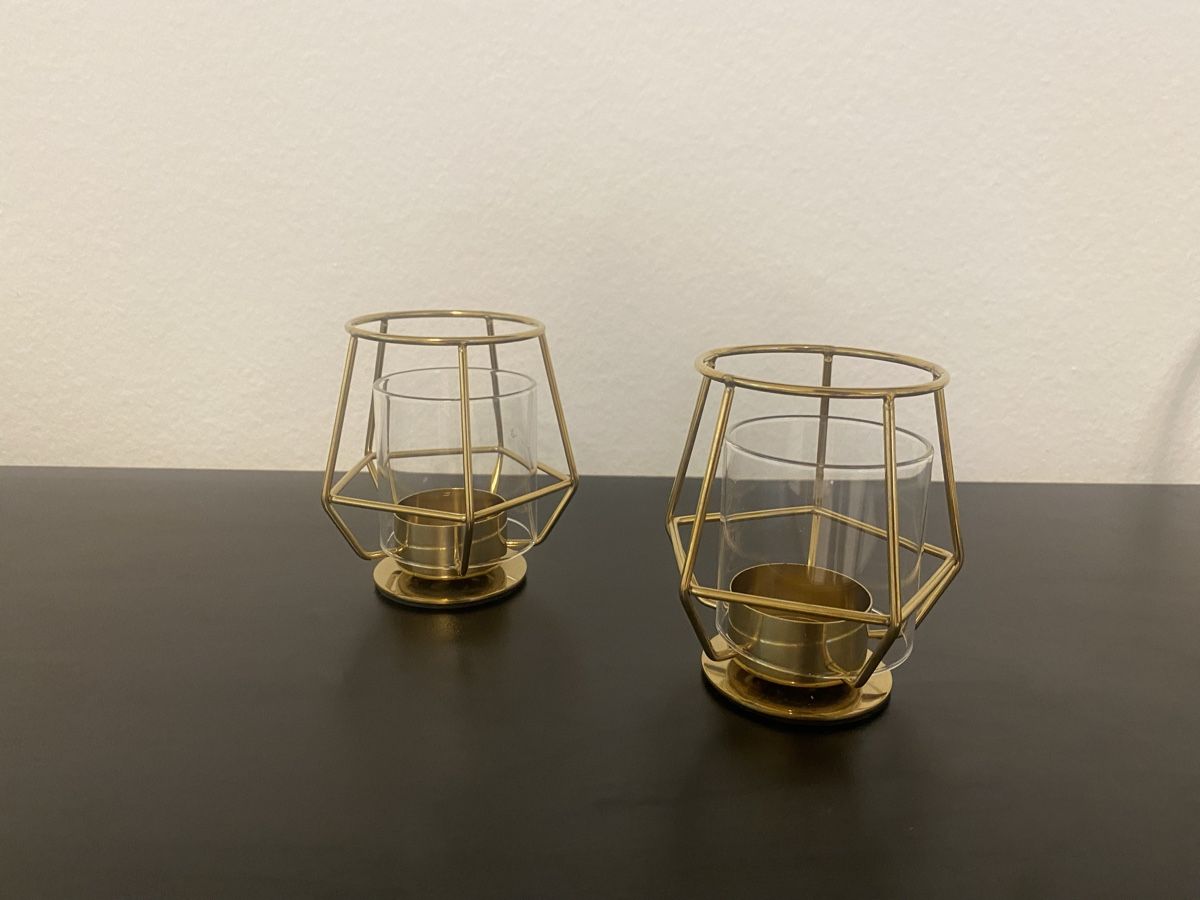 Ikea Kerzenständer: 2er Set Teelichthalter / Windlichter Gold mit Glas – Gebraucht aus Füllinsdorf von lau_c5vq