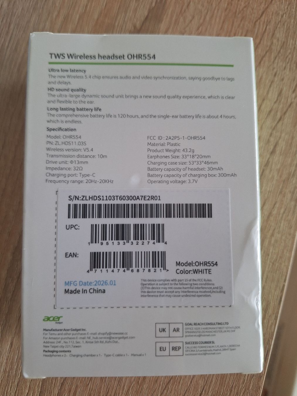 Cuffie: Acer OHR554 Wireless Kopfhörer NEU! – Nuovo (secondo la descrizione) da Aeugstertal venduto da firefly33 2