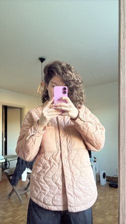 Quilted jacket light pink button-down like new