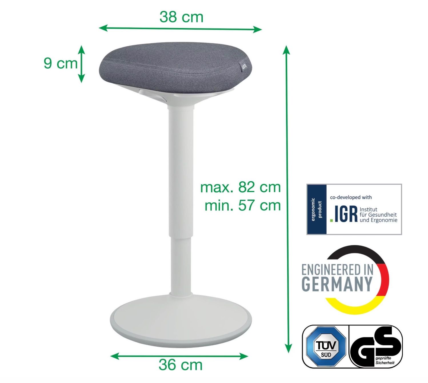 Leitz Sgabelli: Ergo Active Stehhhocker, grau verstellbar von Leitz – Usato da St.Gallen venduto da darkmoto11 1