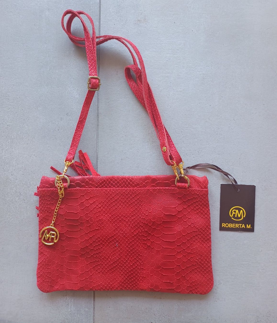 Borse da donna: Sac pochette cuir rouge python Roberta M. - neuf étiqueté – Nuovo e nell'imballaggio originale da Genève venduto da Brachiopode 3